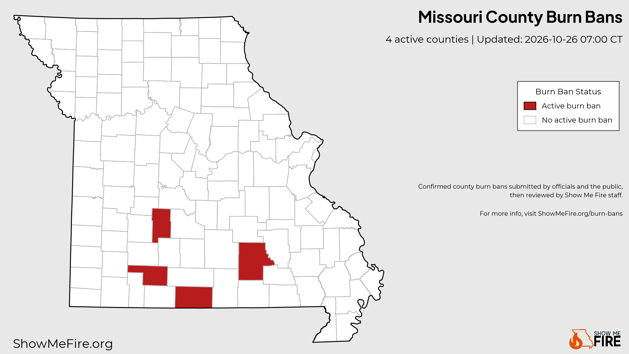 Missouri county burn ban map
